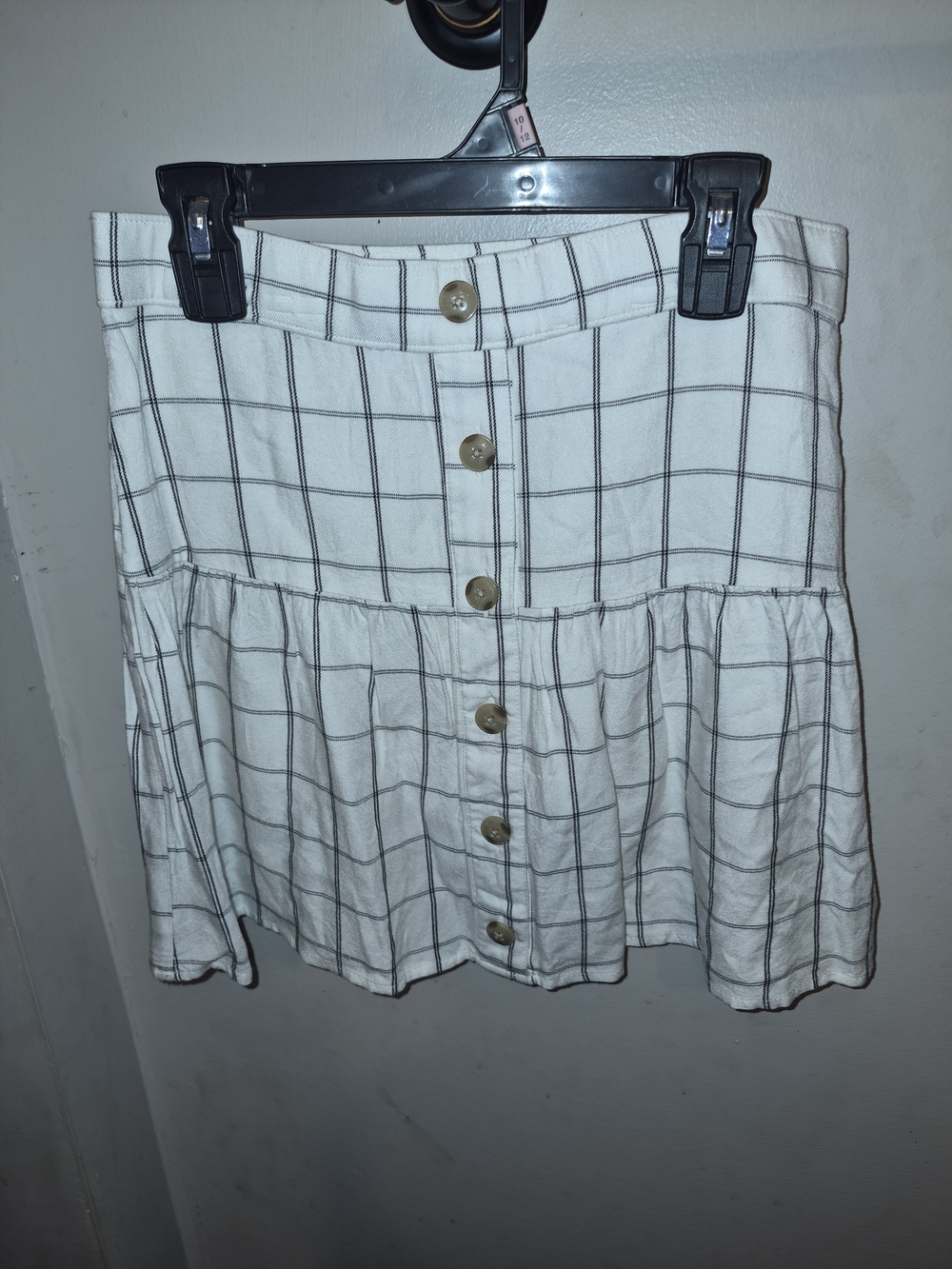 abercrombie kids White Windowpane Button-Front Tiered Mini Skirt